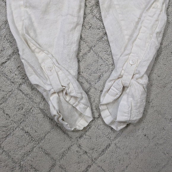 J. Jill Pants Women's XL White Linen Pure Pull On Rolled Cuffs High Rise Stretch - Picture 2 of 8